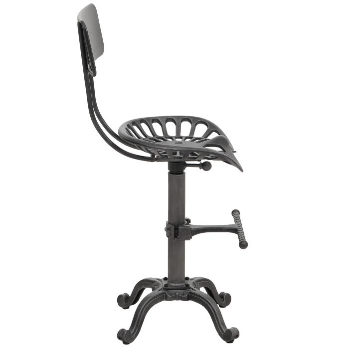 Barhocker HWC-N26, Barstuhl Tresenhocker, hhenverstellbar drehbar Fuablage Industrial Metall ~ schwarz-silber