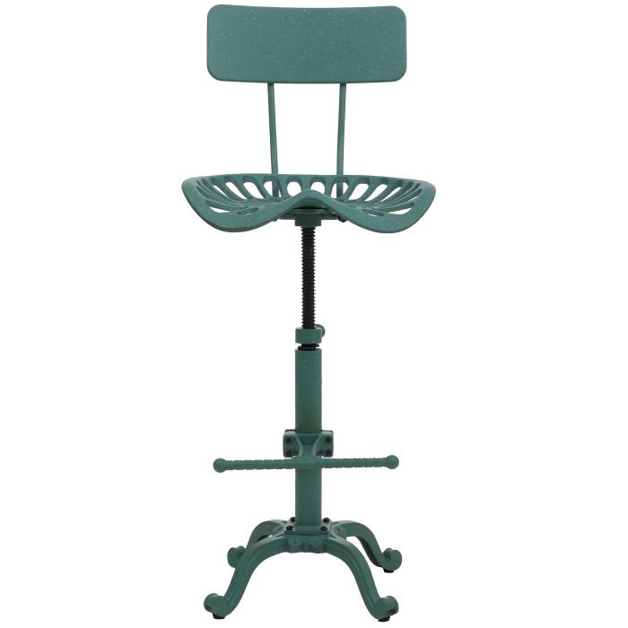 Barhocker HWC-N26, Barstuhl Tresenhocker, hhenverstellbar drehbar Fuablage Industrial Metall ~ grn