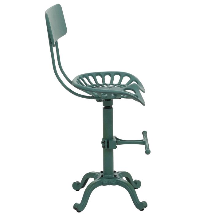 Barhocker HWC-N26, Barstuhl Tresenhocker, hhenverstellbar drehbar Fuablage Industrial Metall ~ grn