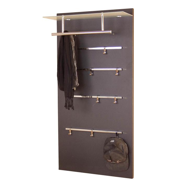 Garderobenpaneel H72, Wandgarderobe Garderobe Kleiderhaken, 120x60x26cm ~ schwarz