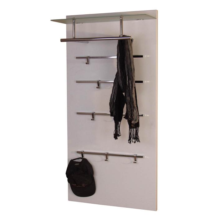 Garderobenpaneel H72, Wandgarderobe Garderobe Kleiderhaken, 120x60x26cm ~ wei