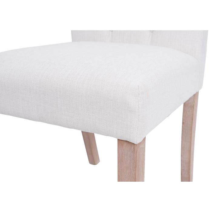 6er-Set Esszimmerstuhl HWC-O65, Kchenstuhl Polsterstuhl, Chesterfield Stoff/Textil (280g/m), wei