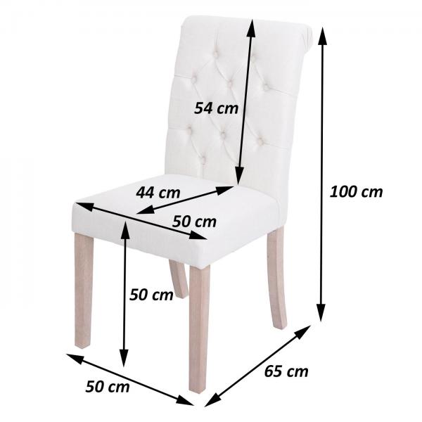 Bemaungsbild fr Produkt 6er-Set Esszimmerstuhl HWC-O65, Kchenstuhl Polsterstuhl, Chesterfield Stoff/Textil (280g/m), wei
