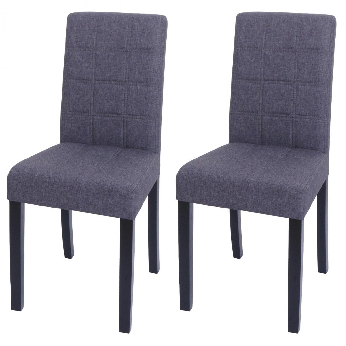 2er-Set Esszimmerstuhl HWC-O65b, Kchenstuhl Polsterstuhl Lehnstuhl, Stoff/Textil (280g/m), dunkelgrau