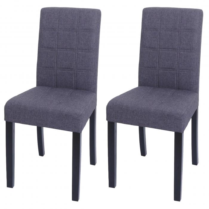 2er-Set Esszimmerstuhl HWC-O65b, Kchenstuhl Polsterstuhl Lehnstuhl, Stoff/Textil (280g/m), dunkelgrau