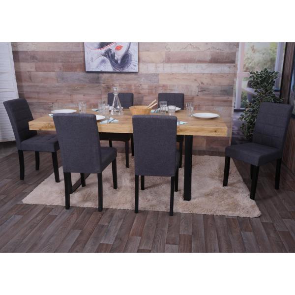 Stimmungsbild fr Produkt 6er-Set Esszimmerstuhl HWC-O65b, Kchenstuhl Polsterstuhl Lehnstuhl, Stoff/Textil (280g/m), dunkelgrau