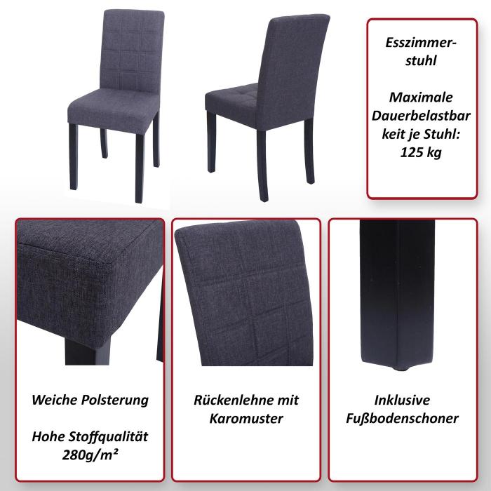 6er-Set Esszimmerstuhl HWC-O65b, Kchenstuhl Polsterstuhl Lehnstuhl, Stoff/Textil (280g/m), dunkelgrau