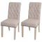 2er-Set Esszimmerstuhl HWC-O66, Kchenstuhl Polsterstuhl, Chesterfield Nieten Stoff/Textil ~ beige
