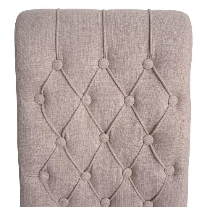 2er-Set Esszimmerstuhl HWC-O66, Kchenstuhl Polsterstuhl, Chesterfield Nieten Stoff/Textil ~ beige