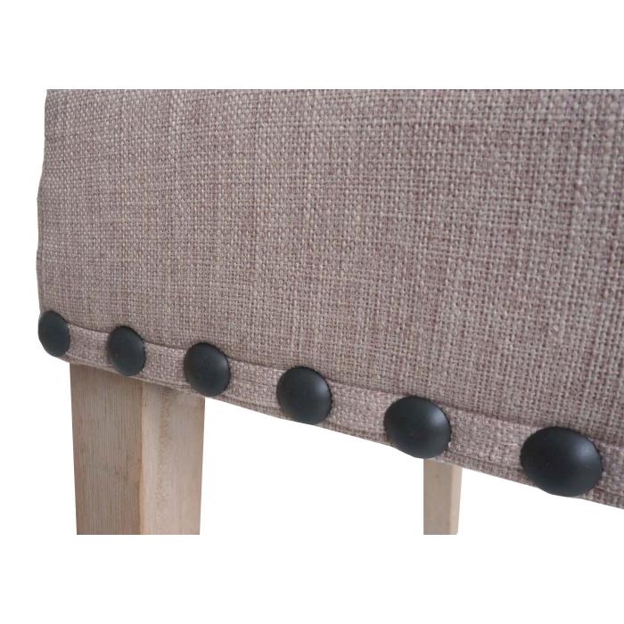 2er-Set Esszimmerstuhl HWC-O66, Kchenstuhl Polsterstuhl, Chesterfield Nieten Stoff/Textil ~ beige