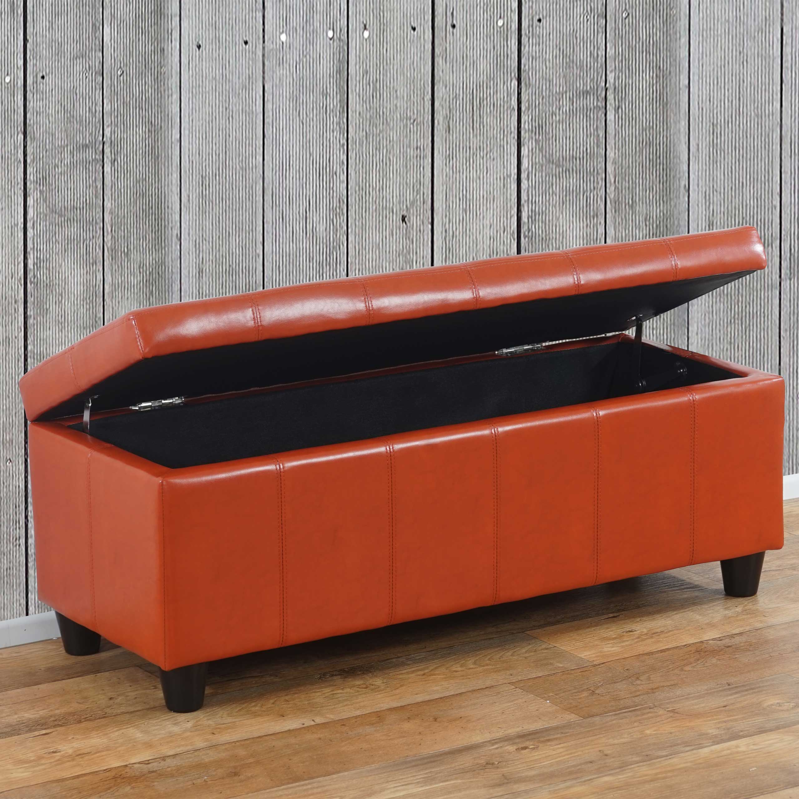 Mendler Banc//Banquette//Coffre de Rangement Kriens Similicuir ~ Aspect Daim Marron 112x45x45cm