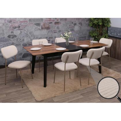 6er-Set Esszimmerstuhl HWC-O26, Kchenstuhl Polsterstuhl Stuhl, Cord (330g/m) Stoff/Textil Metall ~ beige