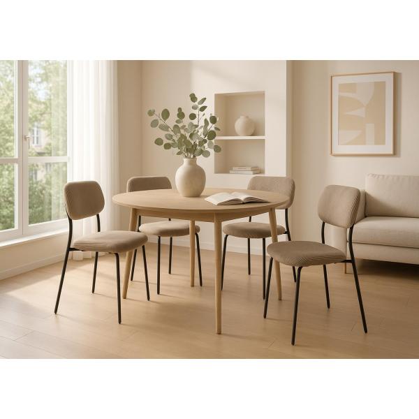 2er-Set Esszimmerstuhl HWC-O26, Kchenstuhl Polsterstuhl Stuhl, Cord (330g/m) Stoff/Textil Metall ~ taupe