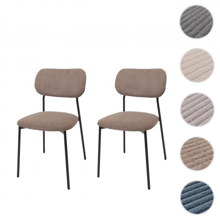 2er-Set Esszimmerstuhl HWC-O26, Kchenstuhl Polsterstuhl Stuhl, Cord (330g/m) Stoff/Textil Metall ~ taupe