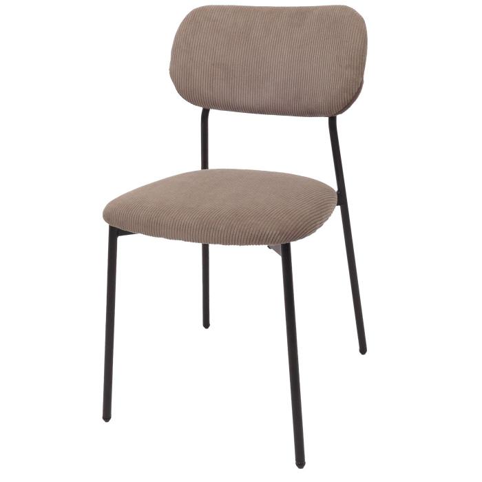 2er-Set Esszimmerstuhl HWC-O26, Kchenstuhl Polsterstuhl Stuhl, Cord (330g/m) Stoff/Textil Metall ~ taupe