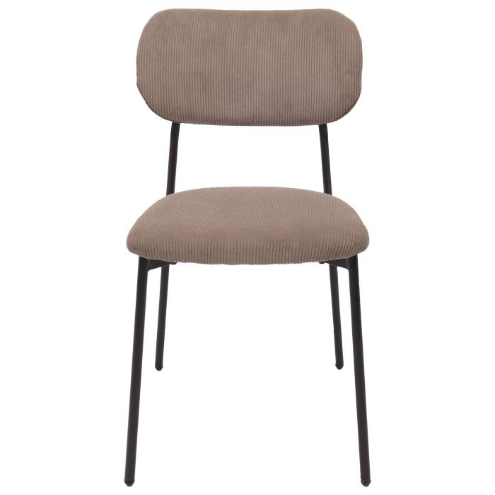 2er-Set Esszimmerstuhl HWC-O26, Kchenstuhl Polsterstuhl Stuhl, Cord (330g/m) Stoff/Textil Metall ~ taupe