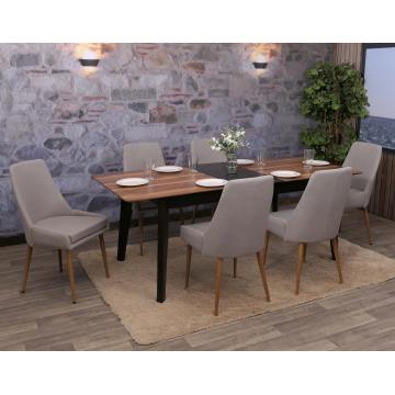 6er-Set Esszimmerstuhl HWC-O27, Kchenstuhl Polsterstuhl Stuhl, Stoff/Textil (280g/m) Metall ~ hellgrau