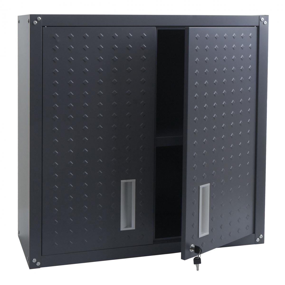 Hngeschrank HWC-O52, Wandschrank Lagerschrank Bcherschrank, abschliebar Stahl 77x77x31cm ~ dunkelgrau