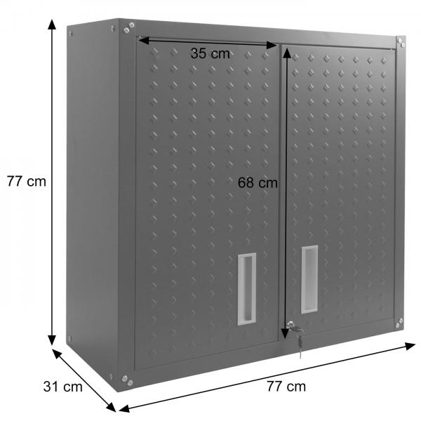 Bemaungsbild fr Produkt Hngeschrank HWC-O52, Wandschrank Lagerschrank Bcherschrank, abschliebar Stahl 77x77x31cm ~ dunkelgrau
