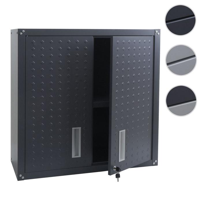 Hngeschrank HWC-O52, Wandschrank Lagerschrank Bcherschrank, abschliebar Stahl 77x77x31cm ~ dunkelgrau