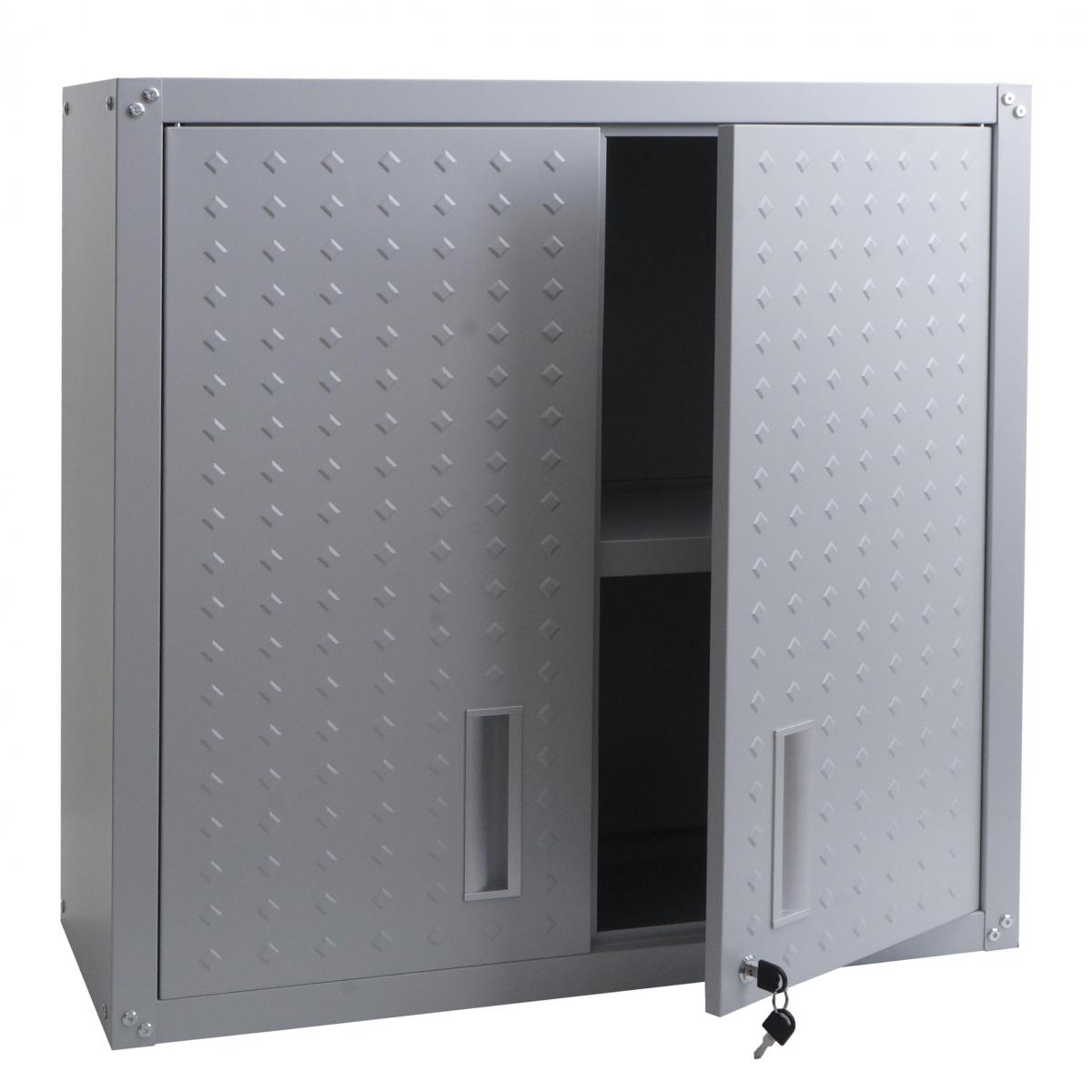 Hngeschrank HWC-O52, Wandschrank Lagerschrank Bcherschrank, abschliebar Stahl 77x77x31cm ~ hellgrau
