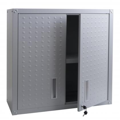 Hängeschrank HWC-O52, Wandschrank Lagerschrank Bücherschrank, abschließbar Stahl 77x77x31cm ~ hellgrau