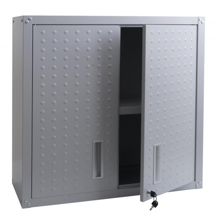 Hngeschrank HWC-O52, Wandschrank Lagerschrank Bcherschrank, abschliebar Stahl 77x77x31cm ~ hellgrau