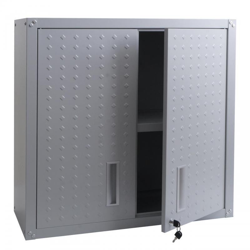 Hngeschrank HWC-O52, Wandschrank Lagerschrank Bcherschrank, abschliebar Stahl 77x77x31cm ~ hellgrau