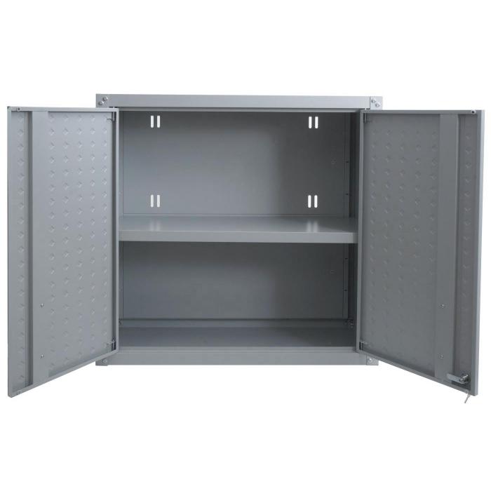 Hngeschrank HWC-O52, Wandschrank Lagerschrank Bcherschrank, abschliebar Stahl 77x77x31cm ~ hellgrau
