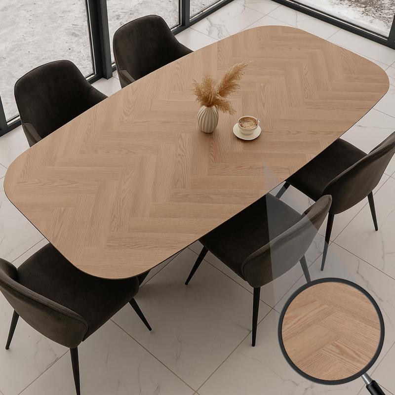 Esszimmertisch HWC-O56, Tisch Esstisch, MDF Metall 200x100cm ~ helle Eiche-Optik
