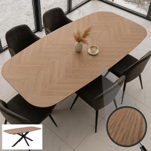 Esszimmertisch HWC-O56, Tisch Esstisch, MDF Metall 200x100cm ~ helle Eiche-Optik