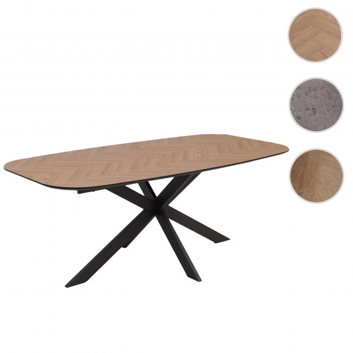 Esszimmertisch HWC-O56, Tisch Esstisch, MDF Metall 200x100cm ~ helle Eiche-Optik
