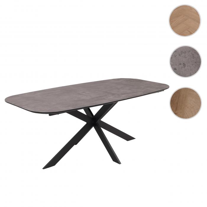 Esszimmertisch HWC-O56, Tisch Esstisch, MDF Metall 200x100cm ~ graue Stein-Optik