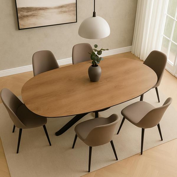 Stimmungsbild fr Produkt Esszimmertisch HWC-O56, Tisch Esstisch, MDF Metall 200x100cm ~ Walnuss-Optik