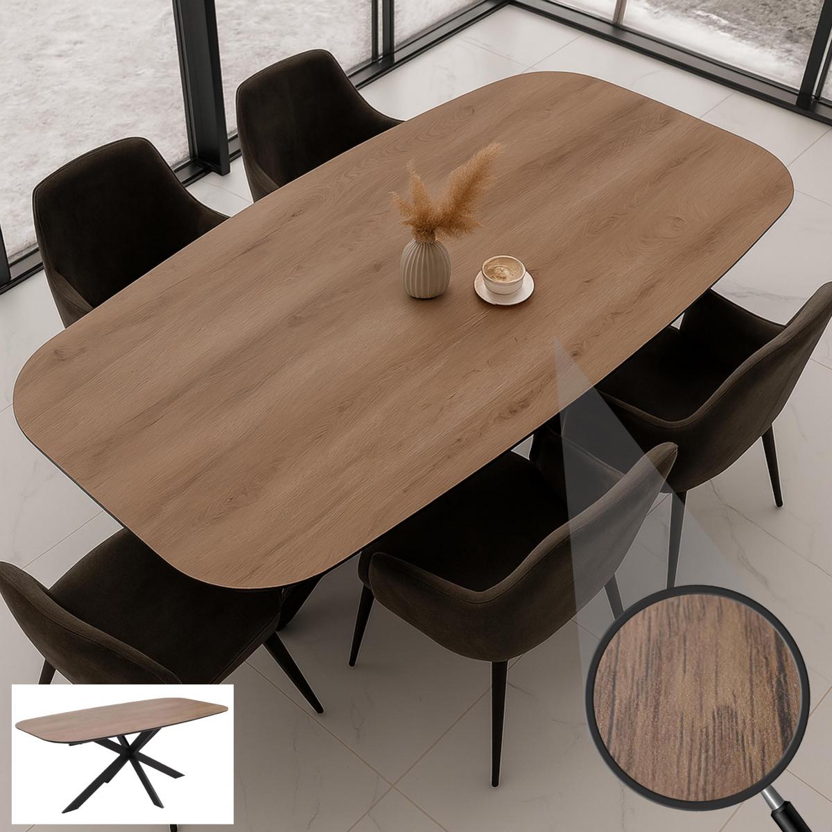 Esszimmertisch HWC-O56, Tisch Esstisch, MDF Metall 200x100cm ~ Walnuss-Optik