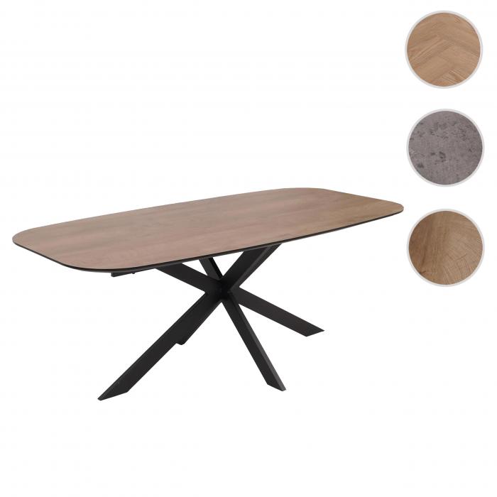 Esszimmertisch HWC-O56, Tisch Esstisch, MDF Metall 200x100cm ~ Walnuss-Optik