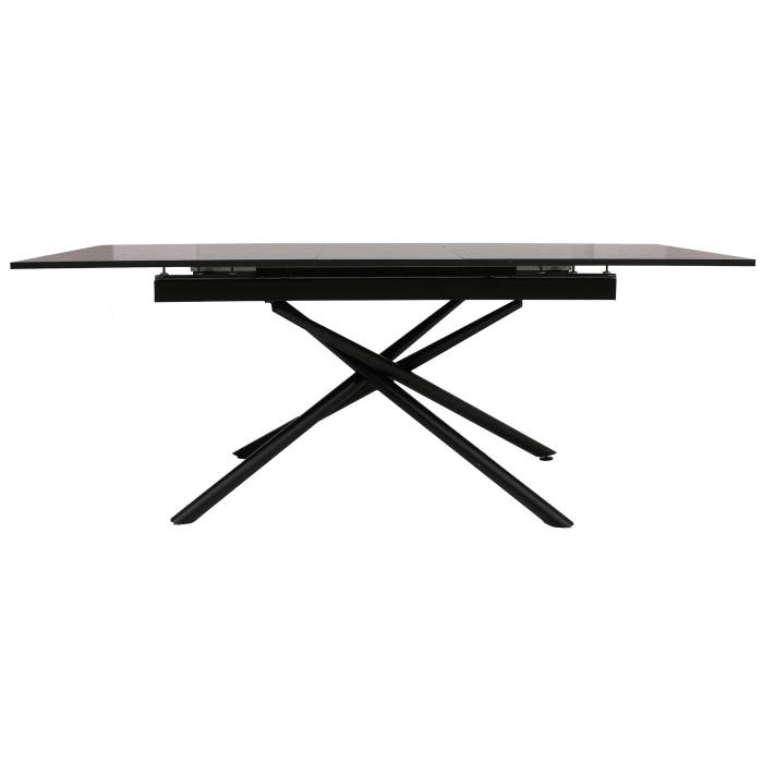 Esszimmertisch HWC-O57, Ausziehtisch Esstisch, Eisen MDF ausziehbar 160-200x90cm ~ Stein-Optik schwarz