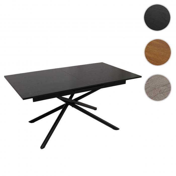 Esszimmertisch HWC-O57, Ausziehtisch Esstisch, Eisen MDF ausziehbar 160-200x90cm ~ Stein-Optik schwarz