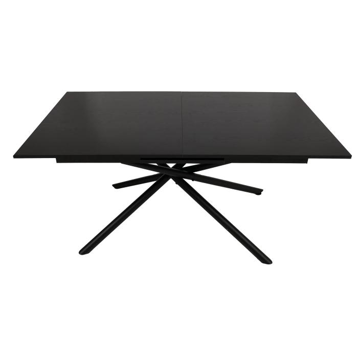 Esszimmertisch HWC-O57, Ausziehtisch Esstisch, Eisen MDF ausziehbar 160-200x90cm ~ Stein-Optik schwarz