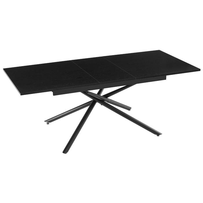 Esszimmertisch HWC-O57, Ausziehtisch Esstisch, Eisen MDF ausziehbar 160-200x90cm ~ Stein-Optik schwarz