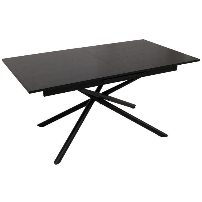 Esszimmertisch HWC-O57, Ausziehtisch Esstisch, Eisen MDF ausziehbar 160-200x90cm ~ Stein-Optik schwarz