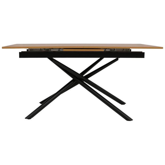 Esszimmertisch HWC-O57, Ausziehtisch Esstisch, Eisen MDF ausziehbar 160-200x90cm ~ Walnuss-Optik