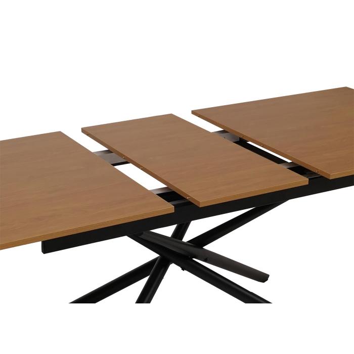 Esszimmertisch HWC-O57, Ausziehtisch Esstisch, Eisen MDF ausziehbar 160-200x90cm ~ Walnuss-Optik
