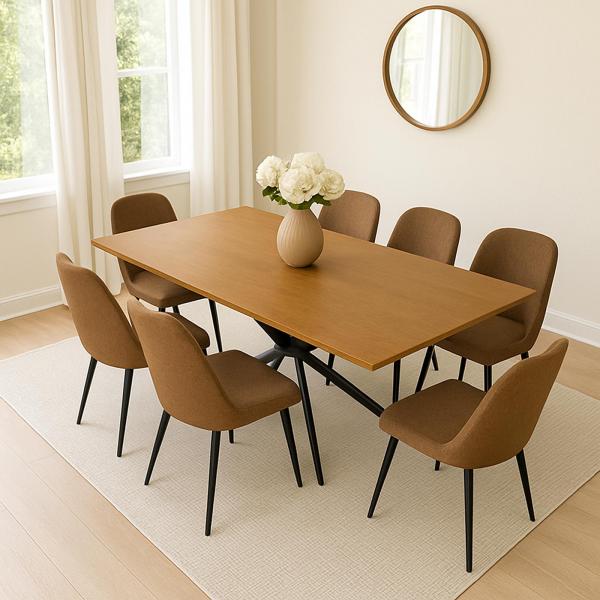 Stimmungsbild fr Produkt Esszimmertisch HWC-O57, Ausziehtisch Esstisch, Eisen MDF ausziehbar 160-200x90cm ~ Walnuss-Optik