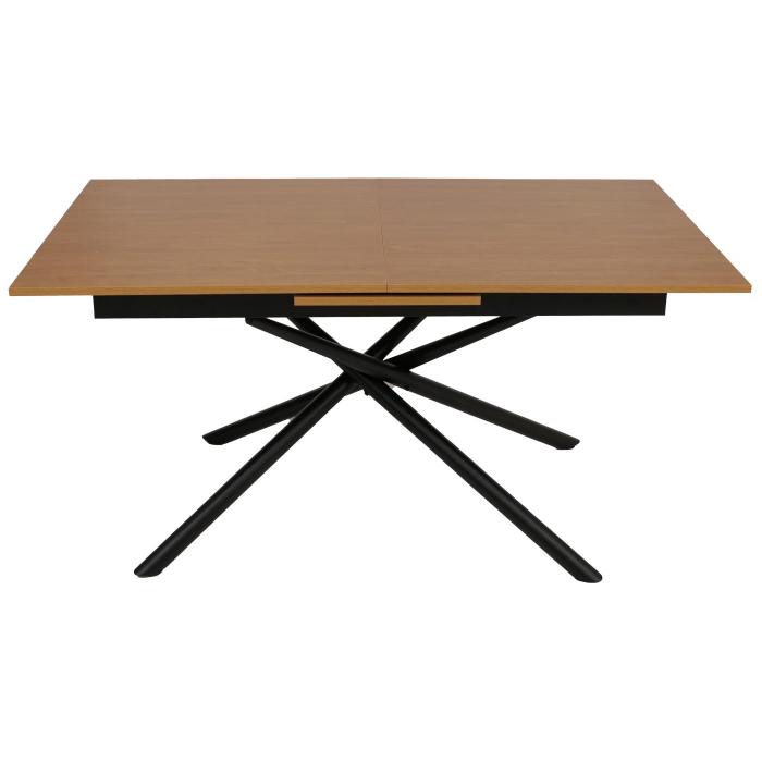 Esszimmertisch HWC-O57, Ausziehtisch Esstisch, Eisen MDF ausziehbar 160-200x90cm ~ Walnuss-Optik