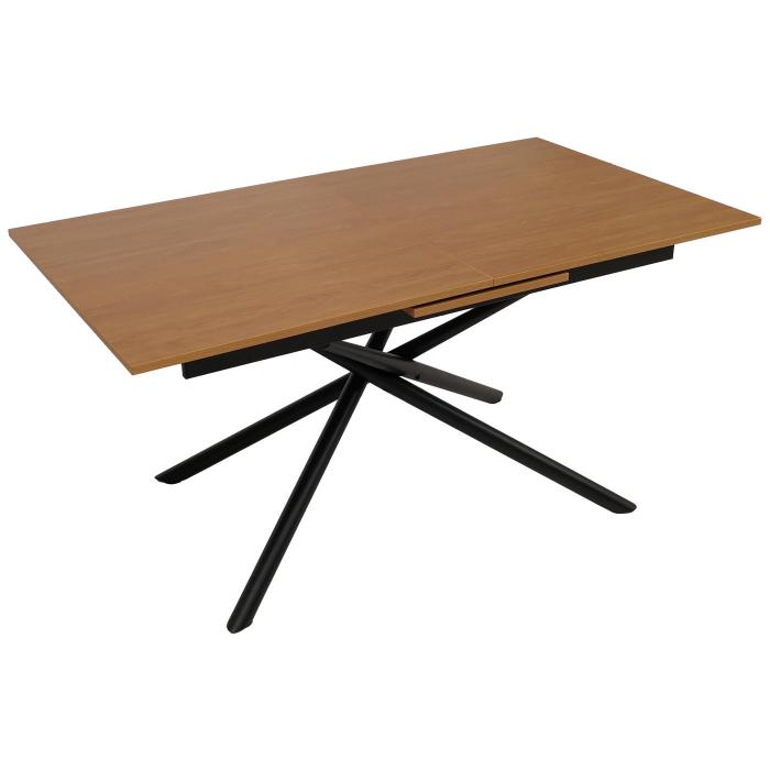 Esszimmertisch HWC-O57, Ausziehtisch Esstisch, Eisen MDF ausziehbar 160-200x90cm ~ Walnuss-Optik