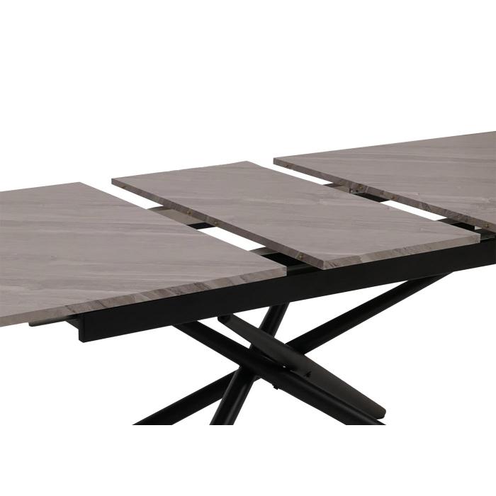 Esszimmertisch HWC-O57, Ausziehtisch Esstisch, Eisen MDF ausziehbar 160-200x90cm ~ Marmor-Optik grau