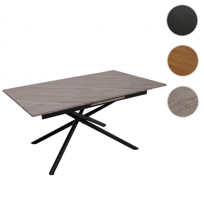 Esszimmertisch HWC-O57, Ausziehtisch Esstisch, Eisen MDF ausziehbar 160-200x90cm ~ Marmor-Optik grau
