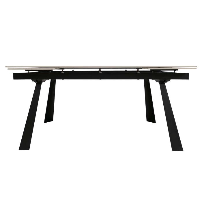 Esszimmertisch HWC-O59, Esstisch Ausziehtisch, Sinterstein Metall ausziehbar 160-242x91cm ~ Marmor-Optik beige