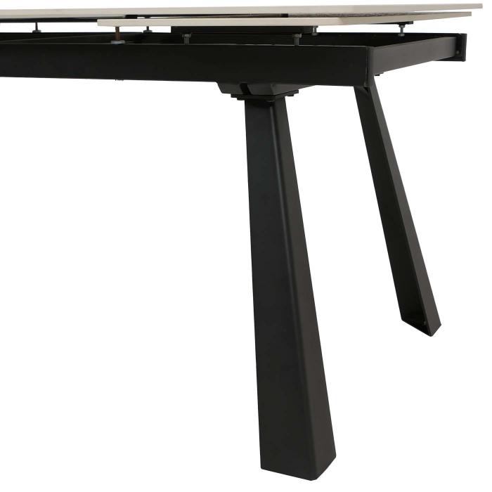Esszimmertisch HWC-O59, Esstisch Ausziehtisch, Sinterstein Metall ausziehbar 160-242x91cm ~ Marmor-Optik beige
